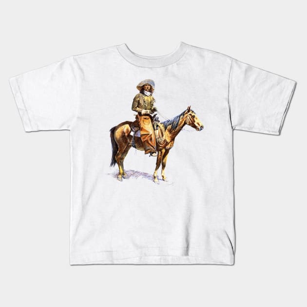 Arizona Cowboy by Frederic Remington Kids T-Shirt by Naves